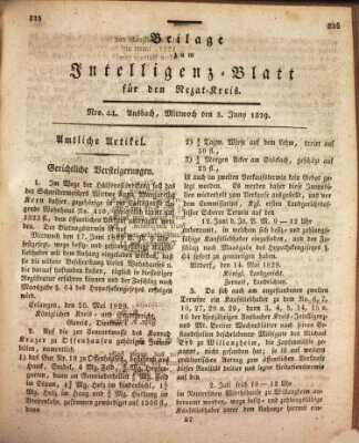 Königlich Bayerisches Intelligenzblatt für den Rezat-Kreis (Ansbacher Intelligenz-Zeitung) Mittwoch 3. Juni 1829