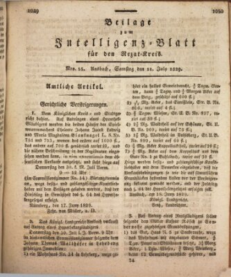 Königlich Bayerisches Intelligenzblatt für den Rezat-Kreis (Ansbacher Intelligenz-Zeitung) Samstag 11. Juli 1829