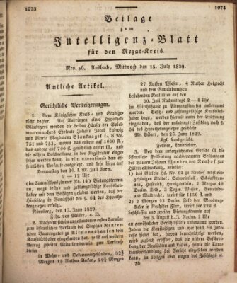 Königlich Bayerisches Intelligenzblatt für den Rezat-Kreis (Ansbacher Intelligenz-Zeitung) Mittwoch 15. Juli 1829