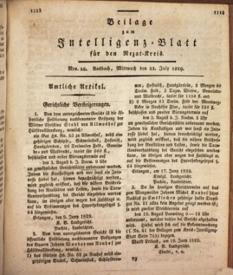 Königlich Bayerisches Intelligenzblatt für den Rezat-Kreis (Ansbacher Intelligenz-Zeitung) Mittwoch 22. Juli 1829