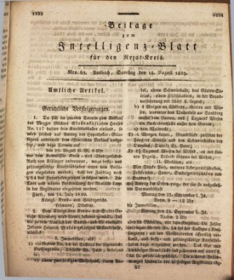 Königlich Bayerisches Intelligenzblatt für den Rezat-Kreis (Ansbacher Intelligenz-Zeitung) Samstag 15. August 1829