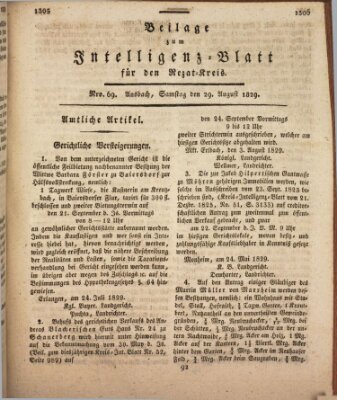 Königlich Bayerisches Intelligenzblatt für den Rezat-Kreis (Ansbacher Intelligenz-Zeitung) Samstag 29. August 1829