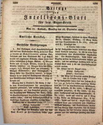 Königlich Bayerisches Intelligenzblatt für den Rezat-Kreis (Ansbacher Intelligenz-Zeitung) Samstag 26. September 1829