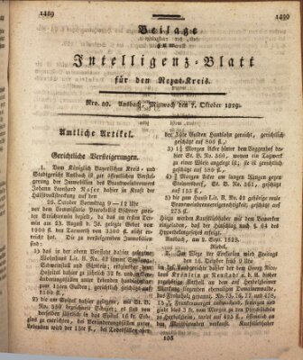 Königlich Bayerisches Intelligenzblatt für den Rezat-Kreis (Ansbacher Intelligenz-Zeitung) Mittwoch 7. Oktober 1829