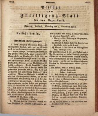 Königlich Bayerisches Intelligenzblatt für den Rezat-Kreis (Ansbacher Intelligenz-Zeitung) Samstag 7. November 1829