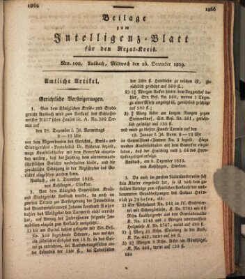 Königlich Bayerisches Intelligenzblatt für den Rezat-Kreis (Ansbacher Intelligenz-Zeitung) Mittwoch 16. Dezember 1829