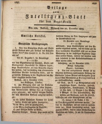 Königlich Bayerisches Intelligenzblatt für den Rezat-Kreis (Ansbacher Intelligenz-Zeitung) Mittwoch 23. Dezember 1829