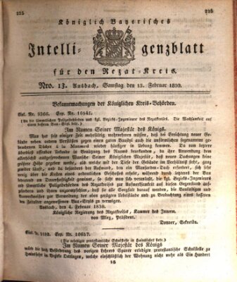 Königlich Bayerisches Intelligenzblatt für den Rezat-Kreis (Ansbacher Intelligenz-Zeitung) Samstag 13. Februar 1830