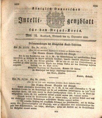 Königlich Bayerisches Intelligenzblatt für den Rezat-Kreis (Ansbacher Intelligenz-Zeitung) Mittwoch 29. September 1830
