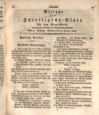 Königlich Bayerisches Intelligenzblatt für den Rezat-Kreis (Ansbacher Intelligenz-Zeitung) Samstag 9. Januar 1830