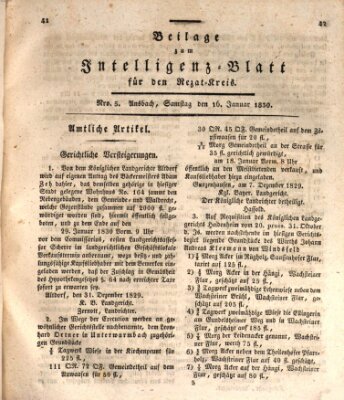 Königlich Bayerisches Intelligenzblatt für den Rezat-Kreis (Ansbacher Intelligenz-Zeitung) Samstag 16. Januar 1830