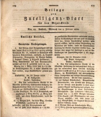 Königlich Bayerisches Intelligenzblatt für den Rezat-Kreis (Ansbacher Intelligenz-Zeitung) Mittwoch 3. Februar 1830