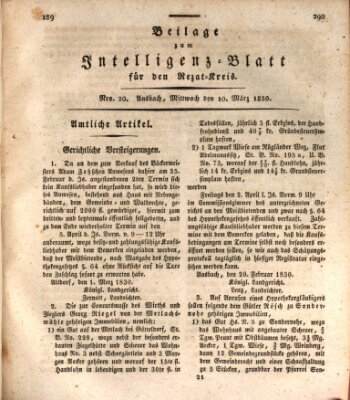 Königlich Bayerisches Intelligenzblatt für den Rezat-Kreis (Ansbacher Intelligenz-Zeitung) Mittwoch 10. März 1830