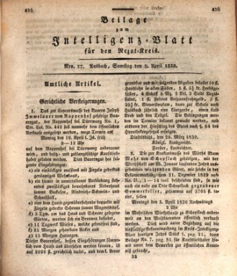 Königlich Bayerisches Intelligenzblatt für den Rezat-Kreis (Ansbacher Intelligenz-Zeitung) Samstag 3. April 1830