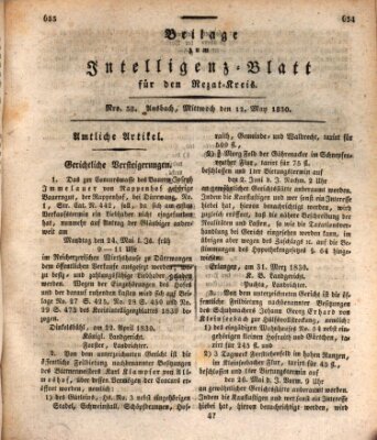 Königlich Bayerisches Intelligenzblatt für den Rezat-Kreis (Ansbacher Intelligenz-Zeitung) Mittwoch 12. Mai 1830