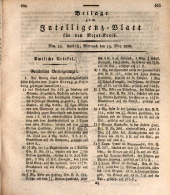 Königlich Bayerisches Intelligenzblatt für den Rezat-Kreis (Ansbacher Intelligenz-Zeitung) Mittwoch 19. Mai 1830