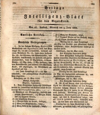 Königlich Bayerisches Intelligenzblatt für den Rezat-Kreis (Ansbacher Intelligenz-Zeitung) Mittwoch 9. Juni 1830