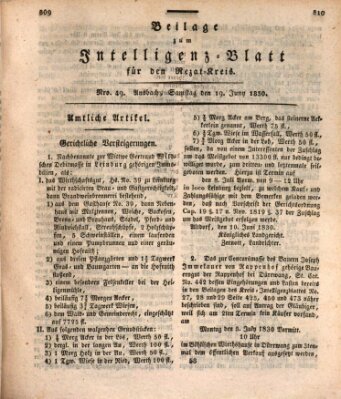 Königlich Bayerisches Intelligenzblatt für den Rezat-Kreis (Ansbacher Intelligenz-Zeitung) Samstag 19. Juni 1830