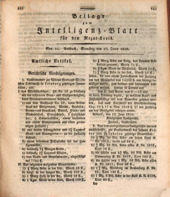 Königlich Bayerisches Intelligenzblatt für den Rezat-Kreis (Ansbacher Intelligenz-Zeitung) Samstag 26. Juni 1830