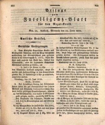Königlich Bayerisches Intelligenzblatt für den Rezat-Kreis (Ansbacher Intelligenz-Zeitung) Mittwoch 30. Juni 1830