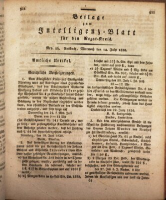 Königlich Bayerisches Intelligenzblatt für den Rezat-Kreis (Ansbacher Intelligenz-Zeitung) Mittwoch 14. Juli 1830