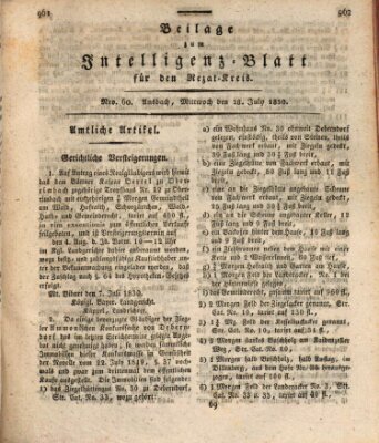 Königlich Bayerisches Intelligenzblatt für den Rezat-Kreis (Ansbacher Intelligenz-Zeitung) Mittwoch 28. Juli 1830