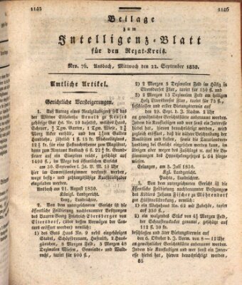 Königlich Bayerisches Intelligenzblatt für den Rezat-Kreis (Ansbacher Intelligenz-Zeitung) Mittwoch 22. September 1830