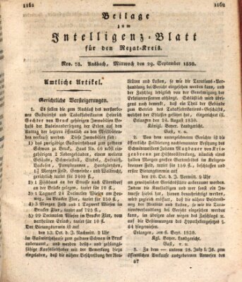 Königlich Bayerisches Intelligenzblatt für den Rezat-Kreis (Ansbacher Intelligenz-Zeitung) Mittwoch 29. September 1830