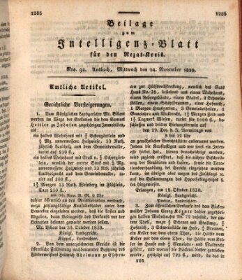 Königlich Bayerisches Intelligenzblatt für den Rezat-Kreis (Ansbacher Intelligenz-Zeitung) Mittwoch 24. November 1830