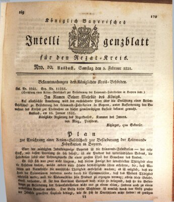 Königlich Bayerisches Intelligenzblatt für den Rezat-Kreis (Ansbacher Intelligenz-Zeitung) Samstag 5. Februar 1831