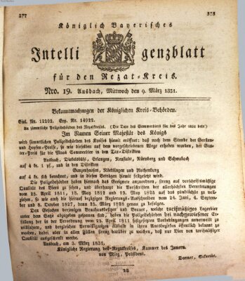 Königlich Bayerisches Intelligenzblatt für den Rezat-Kreis (Ansbacher Intelligenz-Zeitung) Mittwoch 9. März 1831