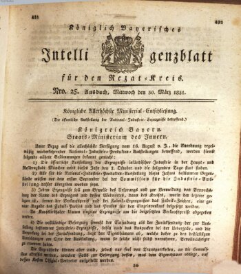 Königlich Bayerisches Intelligenzblatt für den Rezat-Kreis (Ansbacher Intelligenz-Zeitung) Mittwoch 30. März 1831