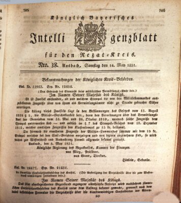 Königlich Bayerisches Intelligenzblatt für den Rezat-Kreis (Ansbacher Intelligenz-Zeitung) Samstag 14. Mai 1831