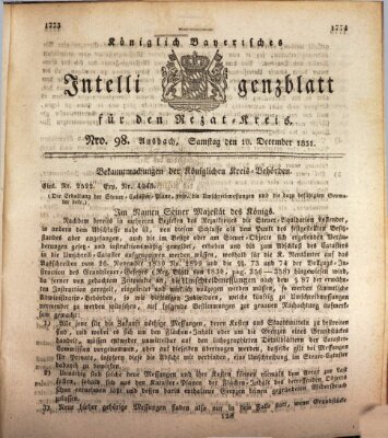 Königlich Bayerisches Intelligenzblatt für den Rezat-Kreis (Ansbacher Intelligenz-Zeitung) Samstag 10. Dezember 1831