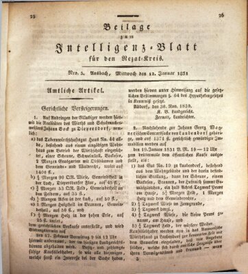 Königlich Bayerisches Intelligenzblatt für den Rezat-Kreis (Ansbacher Intelligenz-Zeitung) Mittwoch 12. Januar 1831