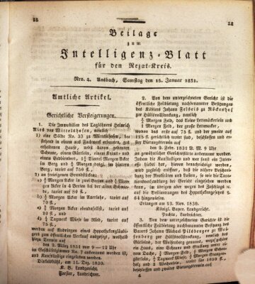 Königlich Bayerisches Intelligenzblatt für den Rezat-Kreis (Ansbacher Intelligenz-Zeitung) Samstag 15. Januar 1831