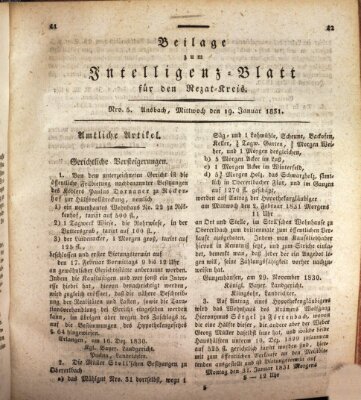 Königlich Bayerisches Intelligenzblatt für den Rezat-Kreis (Ansbacher Intelligenz-Zeitung) Mittwoch 19. Januar 1831