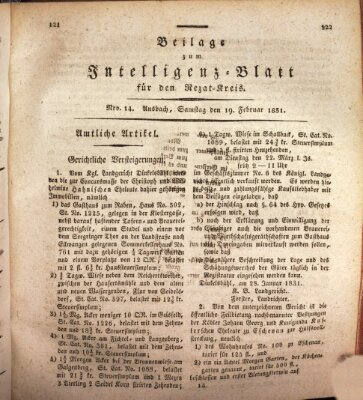 Königlich Bayerisches Intelligenzblatt für den Rezat-Kreis (Ansbacher Intelligenz-Zeitung) Samstag 19. Februar 1831