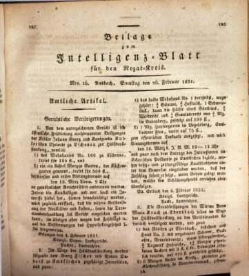 Königlich Bayerisches Intelligenzblatt für den Rezat-Kreis (Ansbacher Intelligenz-Zeitung) Samstag 26. Februar 1831