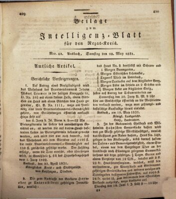 Königlich Bayerisches Intelligenzblatt für den Rezat-Kreis (Ansbacher Intelligenz-Zeitung) Samstag 28. Mai 1831