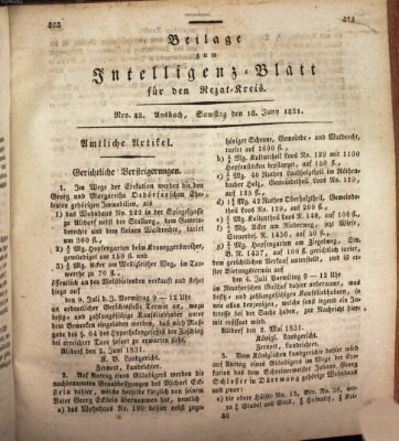 Königlich Bayerisches Intelligenzblatt für den Rezat-Kreis (Ansbacher Intelligenz-Zeitung) Samstag 18. Juni 1831