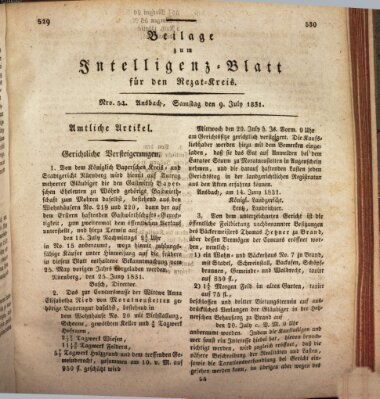 Königlich Bayerisches Intelligenzblatt für den Rezat-Kreis (Ansbacher Intelligenz-Zeitung) Samstag 9. Juli 1831