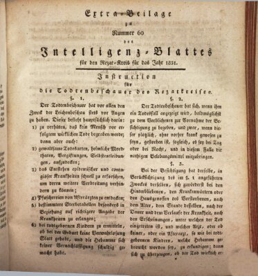 Königlich Bayerisches Intelligenzblatt für den Rezat-Kreis (Ansbacher Intelligenz-Zeitung) Samstag 30. Juli 1831