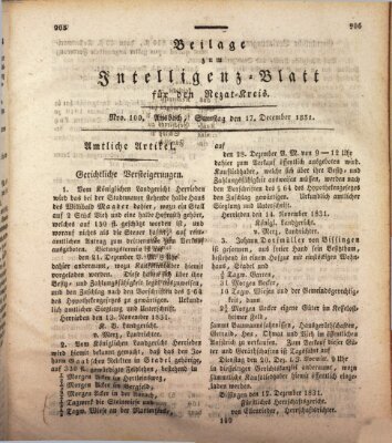 Königlich Bayerisches Intelligenzblatt für den Rezat-Kreis (Ansbacher Intelligenz-Zeitung) Samstag 17. Dezember 1831