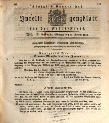 Königlich Bayerisches Intelligenzblatt für den Rezat-Kreis (Ansbacher Intelligenz-Zeitung) Mittwoch 25. Januar 1832