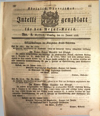 Königlich Bayerisches Intelligenzblatt für den Rezat-Kreis (Ansbacher Intelligenz-Zeitung) Samstag 28. Januar 1832