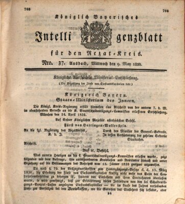 Königlich Bayerisches Intelligenzblatt für den Rezat-Kreis (Ansbacher Intelligenz-Zeitung) Mittwoch 9. Mai 1832