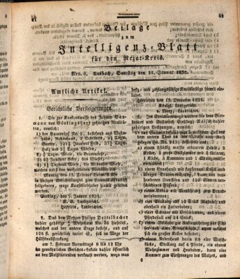 Königlich Bayerisches Intelligenzblatt für den Rezat-Kreis (Ansbacher Intelligenz-Zeitung) Samstag 21. Januar 1832