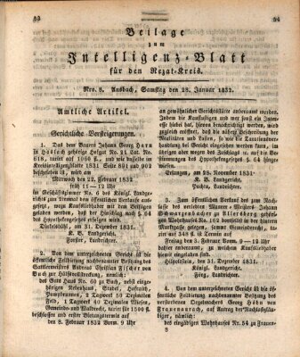 Königlich Bayerisches Intelligenzblatt für den Rezat-Kreis (Ansbacher Intelligenz-Zeitung) Samstag 28. Januar 1832