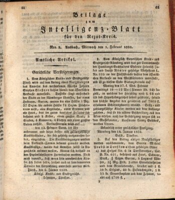 Königlich Bayerisches Intelligenzblatt für den Rezat-Kreis (Ansbacher Intelligenz-Zeitung) Mittwoch 1. Februar 1832